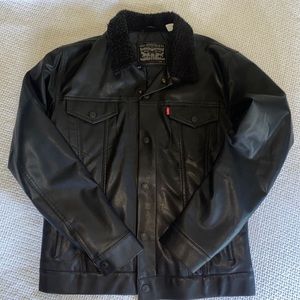 Levis Faux Leather Sherpa Trucker Jacket